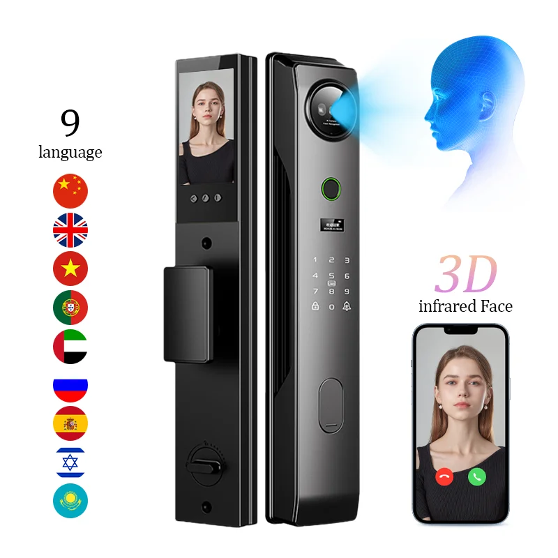 Outdoor Waterproof Lock Wifi Tuya App Remote Voice Intercom Electronic Door Lock Face Fingerprint Smart Door Lock with Camera
Outdoor Waterproof Lock Wifi Tuya App Remote Voice Intercom Electronic Door Lock Face Fingerprint Smart Door Lock with Camera