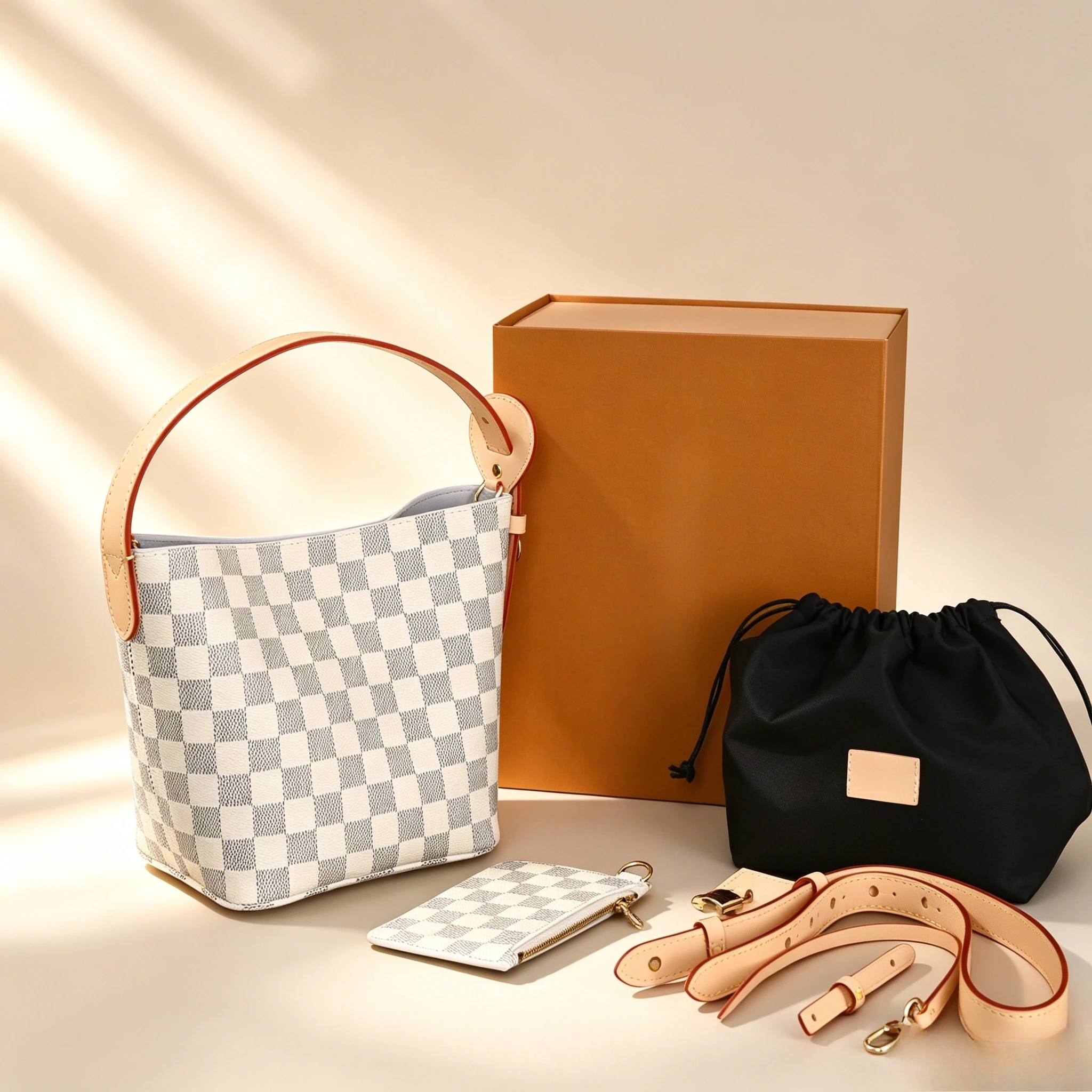 Fresh White Checkered Bucket Bag, Detachable Strap, Casual Shoulder Purse for Commute and Leisure
Fresh White Checkered Bucket Bag, Detachable Strap, Casual Shoulder Purse for Commute and Leisure