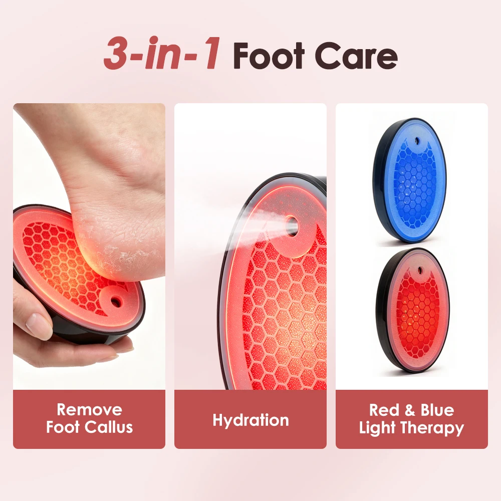 Hydrating Electric Foot Grinder Red and Blue Light Therapy Foot Callus & Dead Skin Remover Rechargeable Spraying Pedicure Tool
Hydrating Electric Foot Grinder Red and Blue Light Therapy Foot Callus & Dead Skin Remover Rechargeable Spraying Pedicure Tool