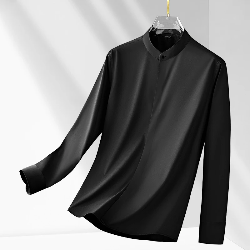 Stand Collar Men's Shirt Spring Autumn Business Casual Premium Quality Long Sleeve Tops Solid Color Skin-Friendly Male Blouses
Stand Collar Men's Shirt Spring Autumn Business Casual Premium Quality Long Sleeve Tops Solid Color Skin-Friendly Male Blouses