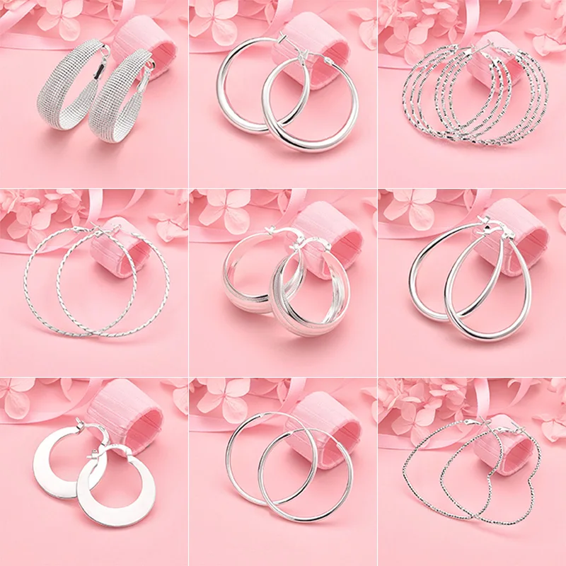 925 Sterling Silver High Quality Hoop Earrings Heart/Round Earrings Fashion Women Charm Party Jewelry
925 Sterling Silver High Quality Hoop Earrings Heart/Round Earrings Fashion Women Charm Party Jewelry