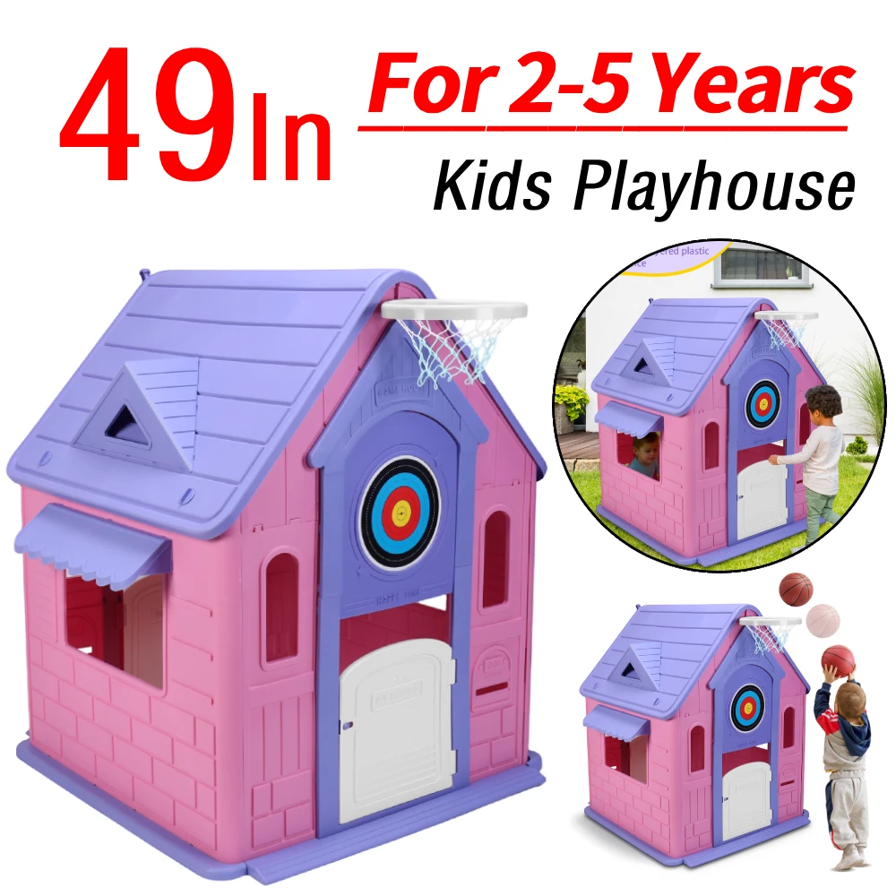 Kids Playhouse with Basketball Hoop Dartboard Indoor/Outdoor Playset Outdoor Playhouse for 2-5 Years Toddlers Gaming Toys
Kids Playhouse with Basketball Hoop Dartboard Indoor/Outdoor Playset Outdoor Playhouse for 2-5 Years Toddlers Gaming Toys