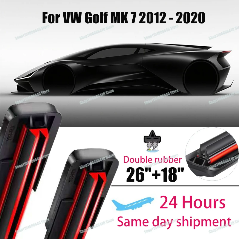 Double rubber Wiper Front Wiper Blades Set For VW Golf MK 7 2012-2020 2009 2008 Car Windshield Windscreen Window Brushes 26"+18"
Double rubber Wiper Front Wiper Blades Set For VW Golf MK 7 2012-2020 2009 2008 Car Windshield Windscreen Window Brushes 26"+18"