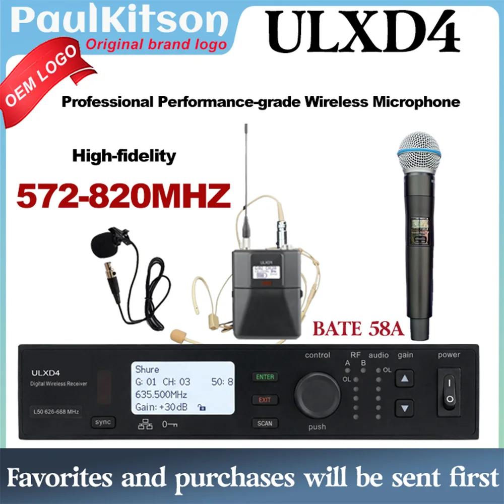 ULXD4 Professional Wireless Microphone Receiver 572-820MHz for Live Concert Theater UHF Latency Stable Signal
ULXD4 Professional Wireless Microphone Receiver 572-820MHz for Live Concert Theater UHF Latency Stable Signal