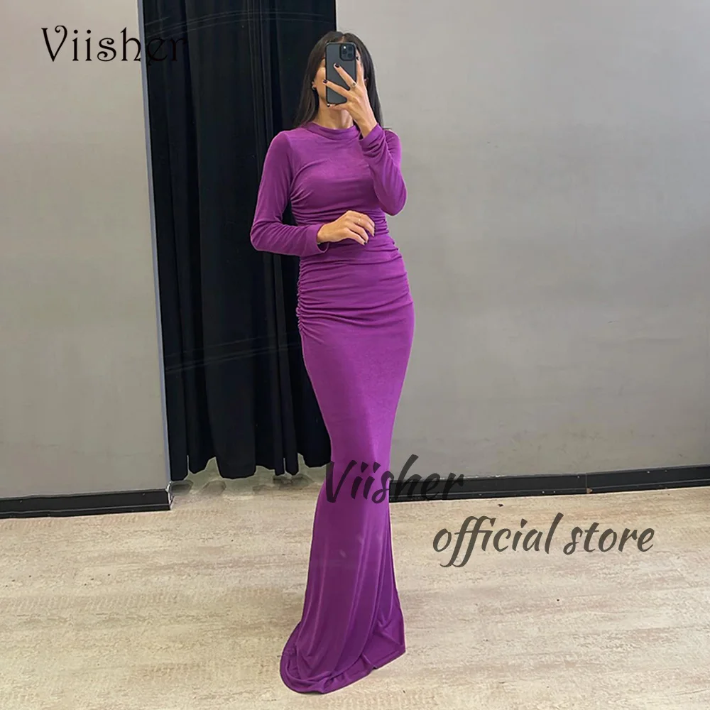 Viisher Lavender Mermaid Evening Dresses Long Sleeve O Neck Arabia Muslim Formal Dress Floor Length Evening Party Dress
Viisher Lavender Mermaid Evening Dresses Long Sleeve O Neck Arabia Muslim Formal Dress Floor Length Evening Party Dress