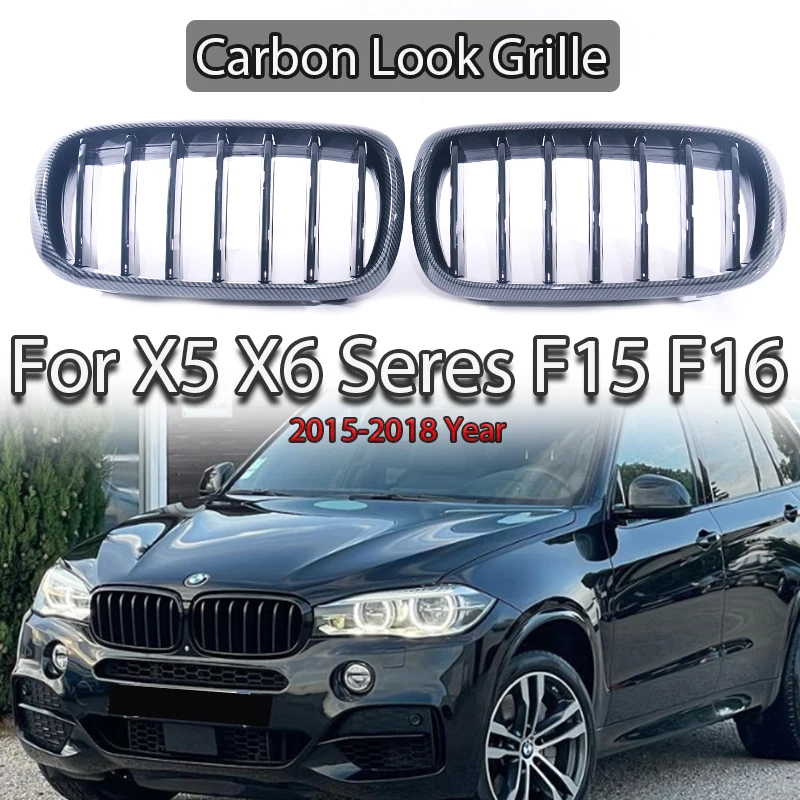 Front Grille Single Slat Gloss Matte Black Semi Carbon Look Tri-Color Silver Frame Black Gray Insert for X5 F15 X6 F16 2014-2019
Front Grille Single Slat Gloss Matte Black Semi Carbon Look Tri-Color Silver Frame Black Gray Insert for X5 F15 X6 F16 2014-2019
