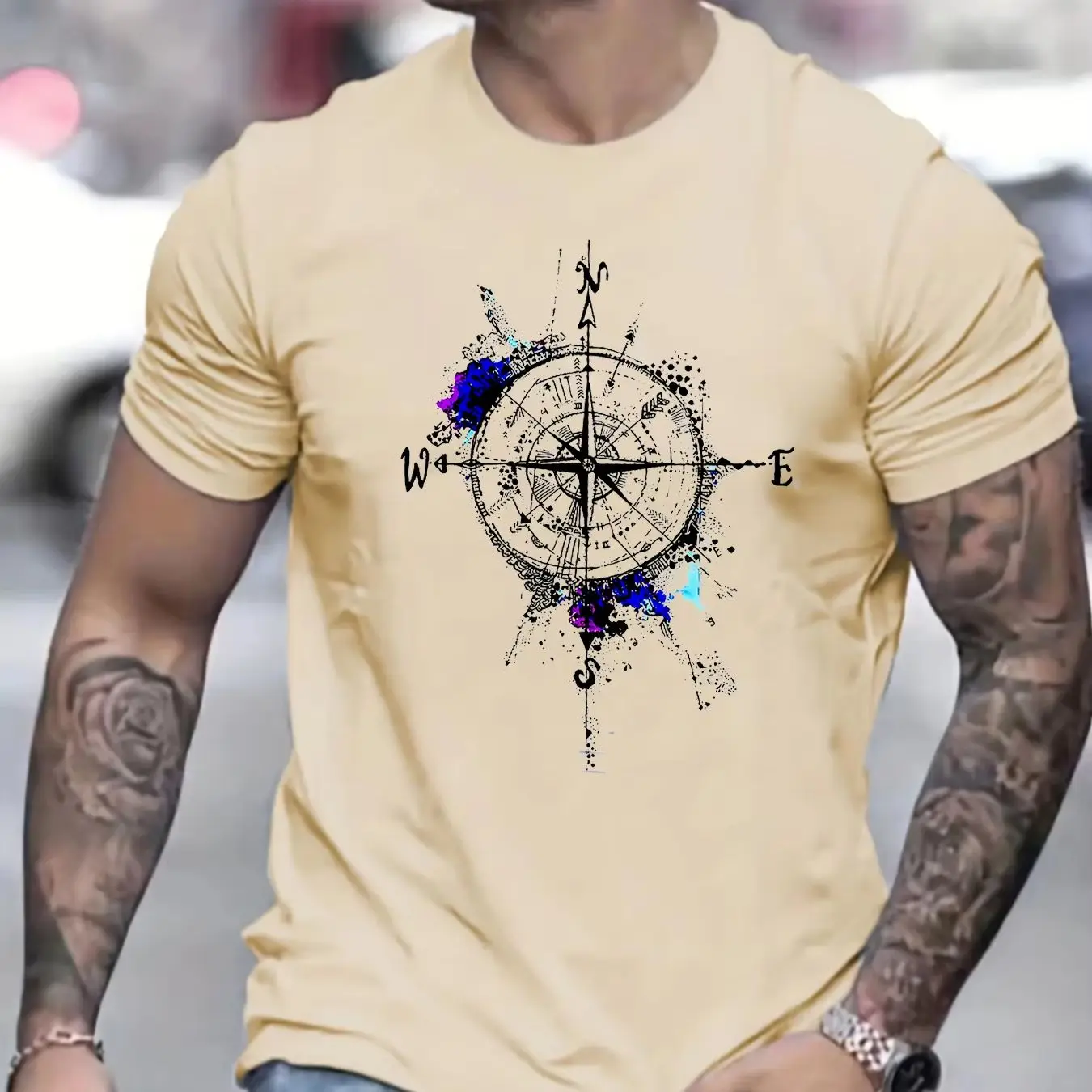 Men's summer cotton fashionable casual compass pattern printed round neck short sleeved Tshirt Breathable and casual
Men's summer cotton fashionable casual compass pattern printed round neck short sleeved Tshirt Breathable and casual