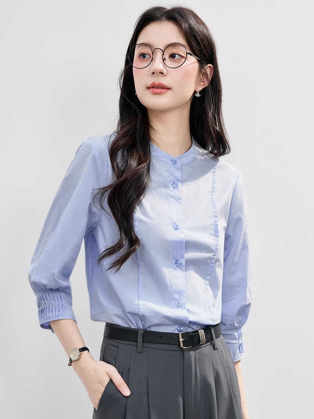 Blue Cotton Stand Collar Shirt Women's Commute Fashionable Sleeveless Top Breathable Comfortable Loose Fit Summer New Arrival
Blue Cotton Stand Collar Shirt Women's Commute Fashionable Sleeveless Top Breathable Comfortable Loose Fit Summer New Arrival