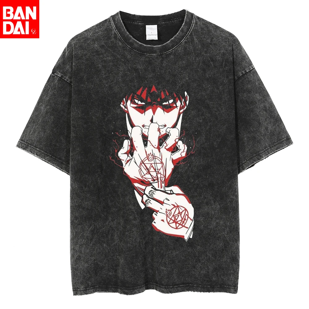 Vintage Washed Edward Elric T-Shirt Men Retro 90s Anime Fullmetal Alchemist Graphic Tees Oversized Streetwear Cotton Tops
Vintage Washed Edward Elric T-Shirt Men Retro 90s Anime Fullmetal Alchemist Graphic Tees Oversized Streetwear Cotton Tops