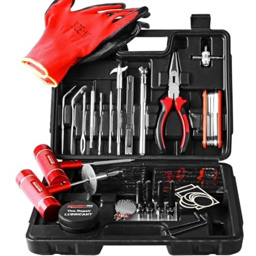 108-Piece Heavy Duty Tire Repair Kit Profional Flat Tire Plug Set with T-Handle Tools, 4-Way Vae Tool, Pliers, Storage Case Uni
108-Piece Heavy Duty Tire Repair Kit Profional Flat Tire Plug Set with T-Handle Tools, 4-Way Vae Tool, Pliers, Storage Case Uni