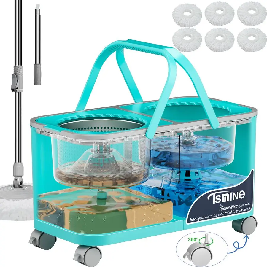 2 Smart Mop Bucket 2025 with Wringer on Wheels,Clean amp Dirty Water Separation,Spin Mop and Bucket with 6 Reusable Mop Heads, 3
2 Smart Mop Bucket 2025 with Wringer on Wheels,Clean amp Dirty Water Separation,Spin Mop and Bucket with 6 Reusable Mop Heads, 3