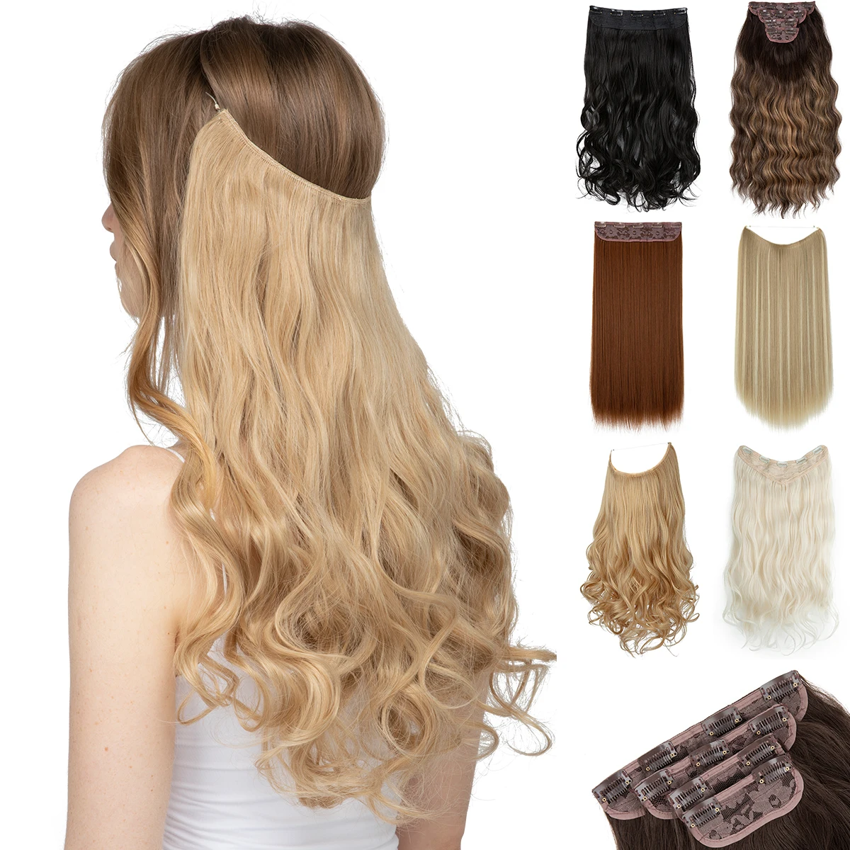 ODM OEM Straight Wavy Curly Invisible Wire Fiber Hair Seamless Clip in Extension Long Synthetic Hairpieces for Women
ODM OEM Straight Wavy Curly Invisible Wire Fiber Hair Seamless Clip in Extension Long Synthetic Hairpieces for Women