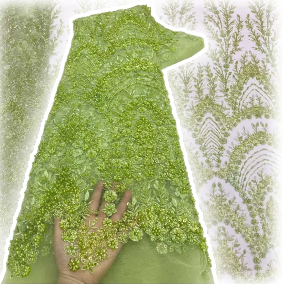 Green Sequins Luxury Beaded Lace Africa High Quality 5 Yards Handmade Sequins Fabric Nigeria Party Dress Sewing Material CC1557
Green Sequins Luxury Beaded Lace Africa High Quality 5 Yards Handmade Sequins Fabric Nigeria Party Dress Sewing Material CC1557