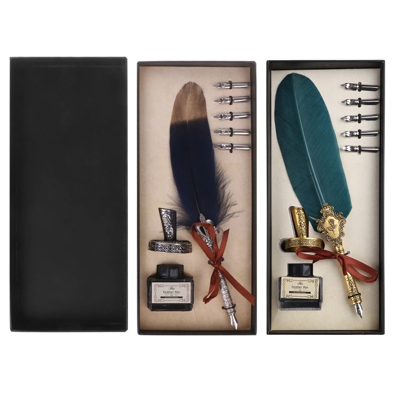 Feather Pen Set Vintage Dip Pen Include 5 Pen Nibs Bottle Gift Stationery for Students Women Men
Feather Pen Set Vintage Dip Pen Include 5 Pen Nibs Bottle Gift Stationery for Students Women Men