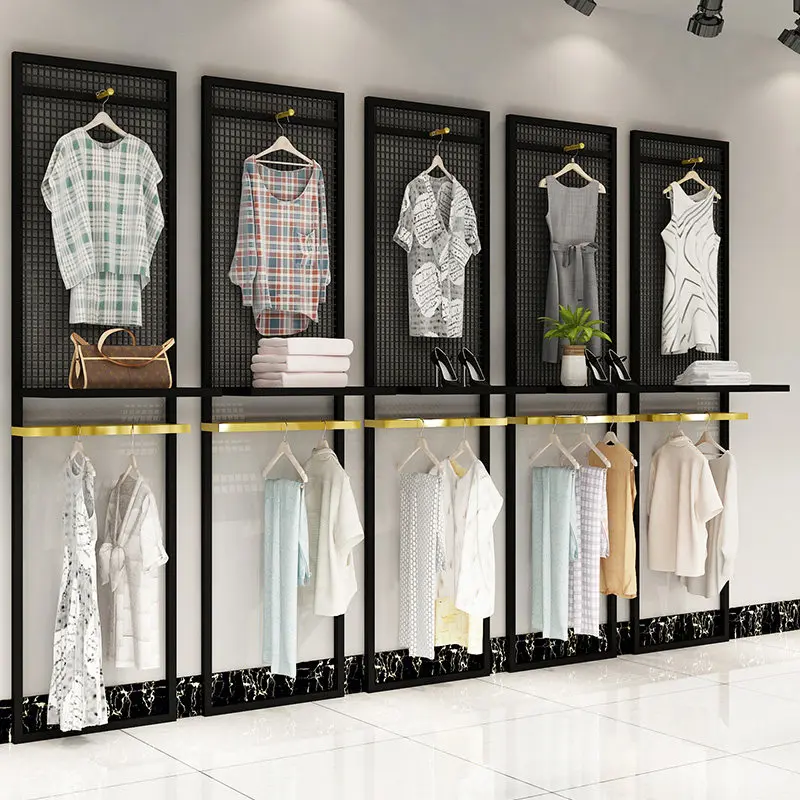 Clothing store display rack, back panel wall, background wall decoration, wall wall hanging, men's and women's clothing store
Clothing store display rack, back panel wall, background wall decoration, wall wall hanging, men's and women's clothing store