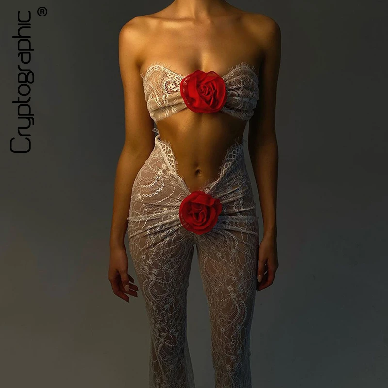 Cryptographic Off Shoulder Sexy Cut Out Jumpsuits Outfit Unitards Sheer Lace Floral Applique Strapless Romper Overalls One Piece
Cryptographic Off Shoulder Sexy Cut Out Jumpsuits Outfit Unitards Sheer Lace Floral Applique Strapless Romper Overalls One Piece
