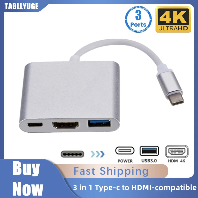 3 in 1 Usb Hub USB C to HDMI-compatible Splitter HUB Type-c to HDMI-compatible USB 3.0 Docking Station For Macbook Air Converter
3 in 1 Usb Hub USB C to HDMI-compatible Splitter HUB Type-c to HDMI-compatible USB 3.0 Docking Station For Macbook Air Converter