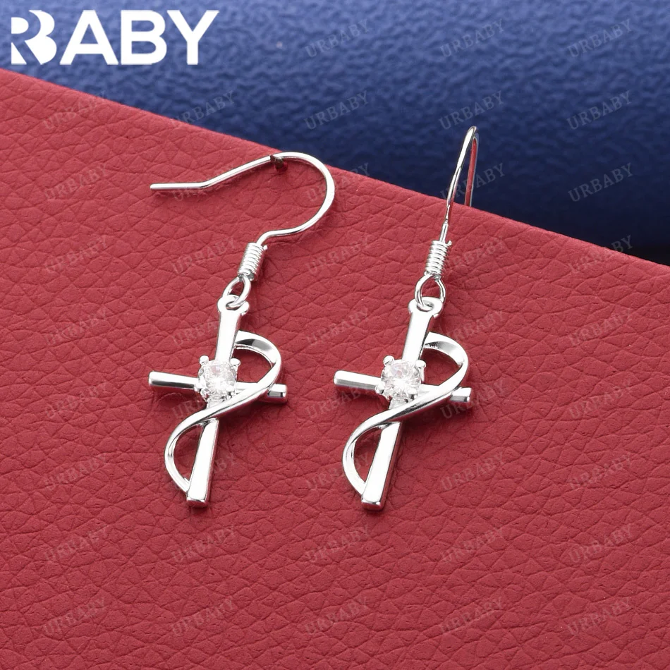 URBABY 925 Sterling Silver Cross Zircon Drop Earrings For Women Charm Fashion Jewelry Party Engagement Wedding Accessories
URBABY 925 Sterling Silver Cross Zircon Drop Earrings For Women Charm Fashion Jewelry Party Engagement Wedding Accessories