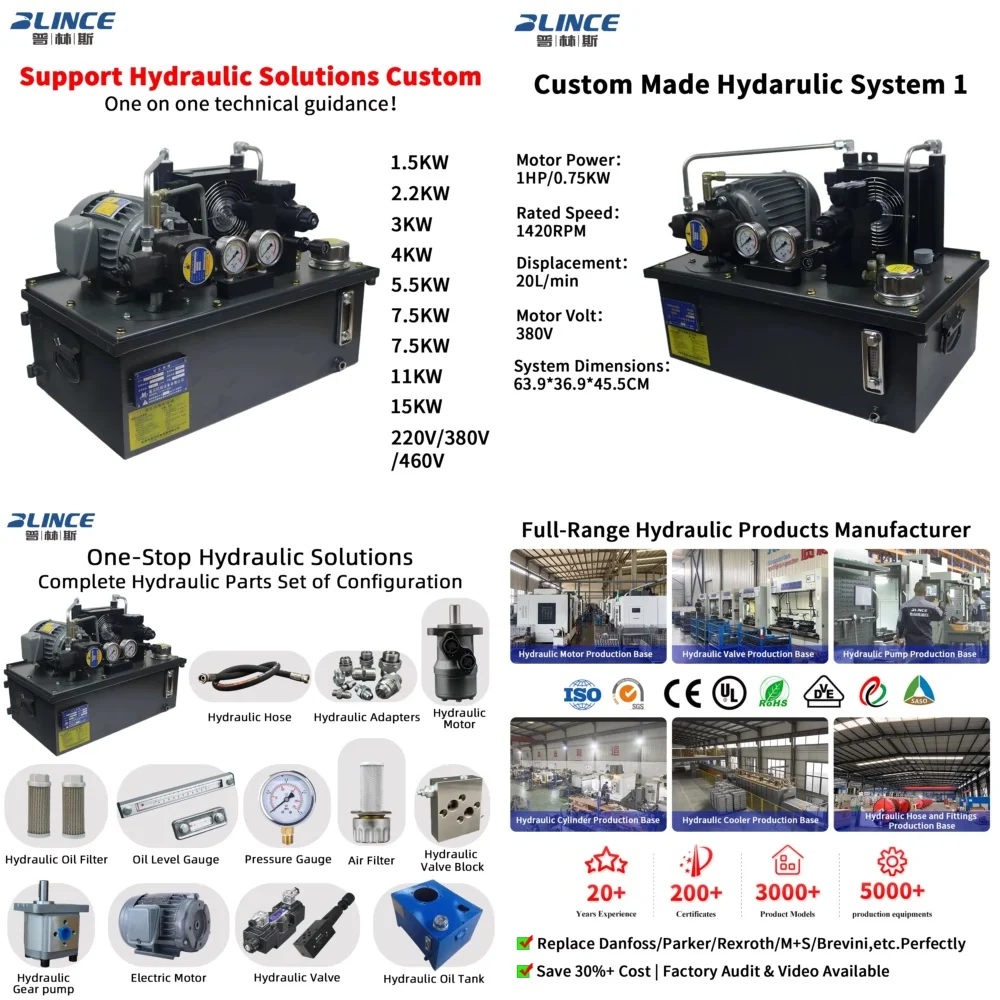 Hydraulic Pump Station for Blince 1HP to 10HP 0.75KW to 15KW Hydraulic Power Pack Unit Industrial High Pressure Oil Pump
Hydraulic Pump Station for Blince 1HP to 10HP 0.75KW to 15KW Hydraulic Power Pack Unit Industrial High Pressure Oil Pump