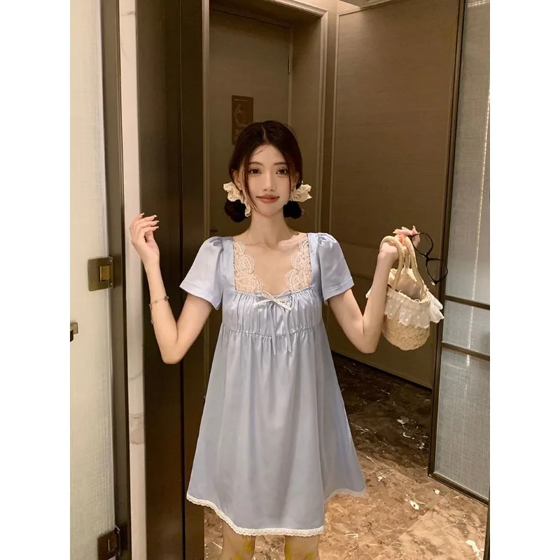 New Style Lace Short Sleeve Shortage of Money Female Nightdress Sweet Cute Princess Girlish Dresses Summer Loungewear Ventilate
New Style Lace Short Sleeve Shortage of Money Female Nightdress Sweet Cute Princess Girlish Dresses Summer Loungewear Ventilate