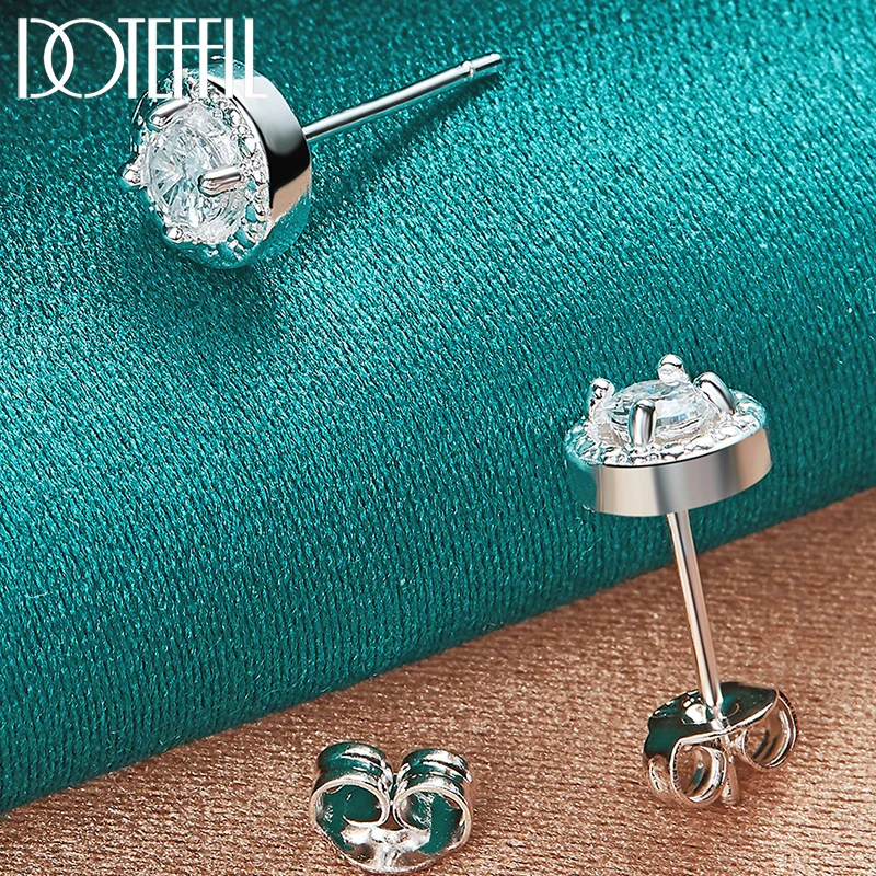 DOTEFFIL 925 Sterling Silver Round AAA Zircon Stud Earrings for Women Wedding Engagement Fashion Charm Jewelry
DOTEFFIL 925 Sterling Silver Round AAA Zircon Stud Earrings for Women Wedding Engagement Fashion Charm Jewelry