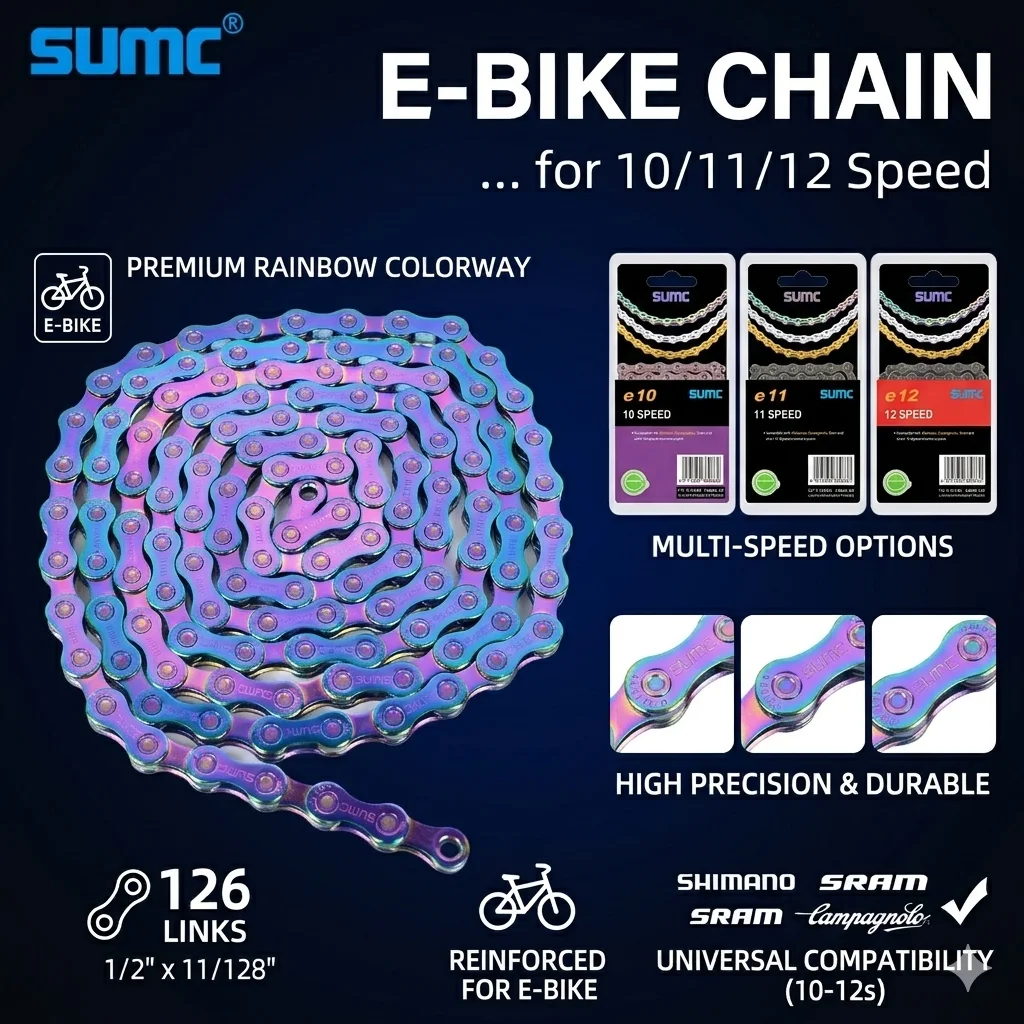 SUMC Bicycle Chain 8/9/10/11/12 Speed 126/136 Links Anti-Rust Coating MTB Road Bike Chain E8 E9 E10 E11 E12
SUMC Bicycle Chain 8/9/10/11/12 Speed 126/136 Links Anti-Rust Coating MTB Road Bike Chain E8 E9 E10 E11 E12