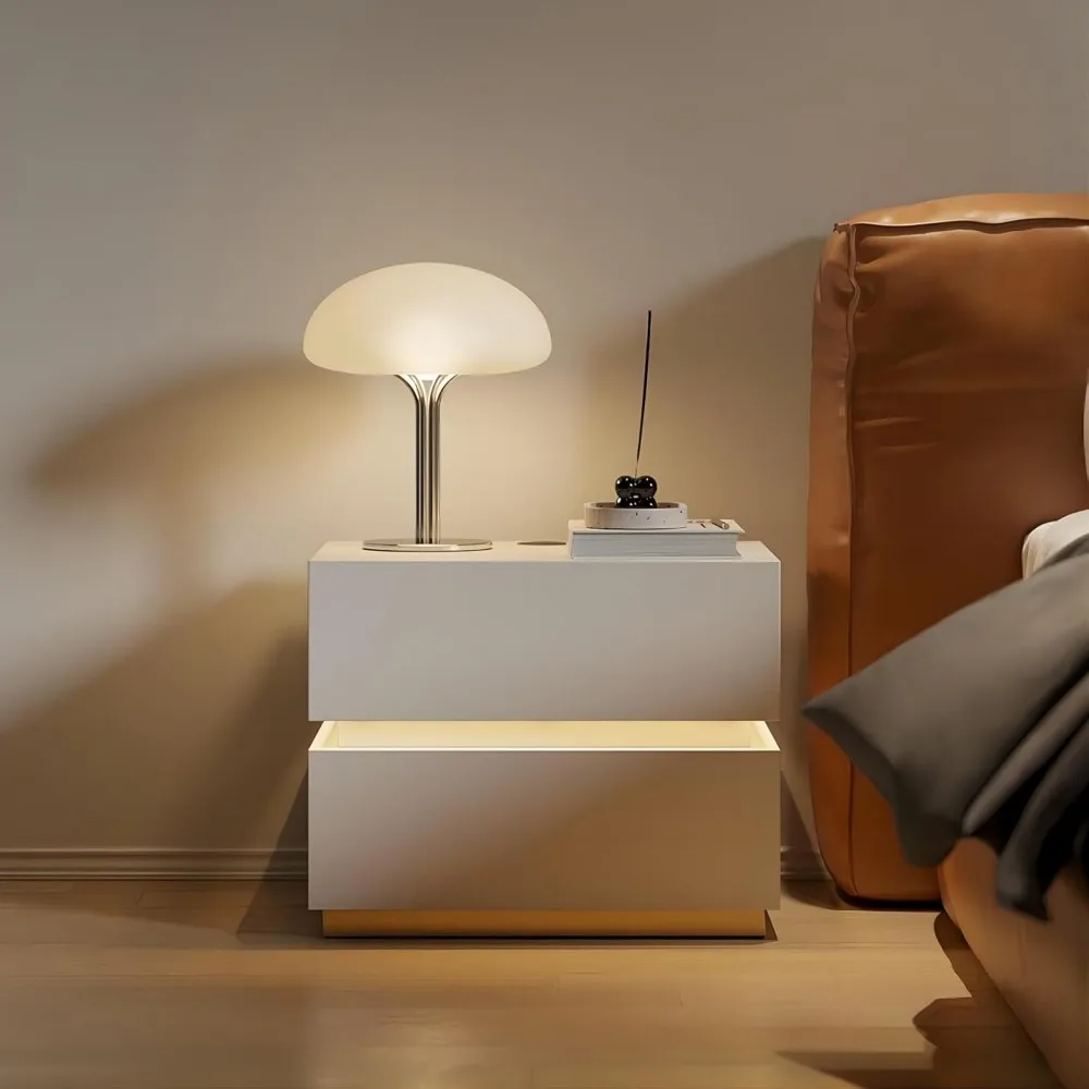 Smart Nightstand with Wireless Charging Station, Modern Bedside Table with Drawers, White Night Stand with LED Light White
Smart Nightstand with Wireless Charging Station, Modern Bedside Table with Drawers, White Night Stand with LED Light White
