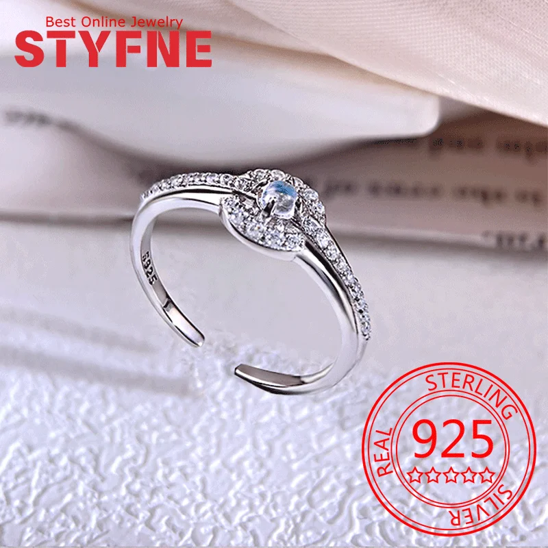 925 Sterling Silver Ring for Women Shining Zircon Moonstone Ring Fine Silver Jewelry Anniversary Gift Bridal Ring
925 Sterling Silver Ring for Women Shining Zircon Moonstone Ring Fine Silver Jewelry Anniversary Gift Bridal Ring