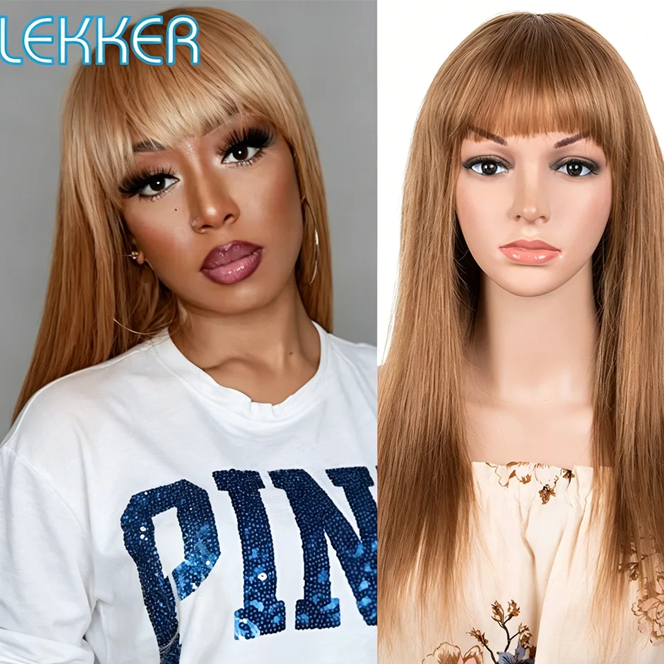 Lekker Brown Long Straight 100% Human Hair Wigs With Bangs For Women Brazilian Remy Hair Glueless Full Machine Made Glueless Wig
Lekker Brown Long Straight 100% Human Hair Wigs With Bangs For Women Brazilian Remy Hair Glueless Full Machine Made Glueless Wig