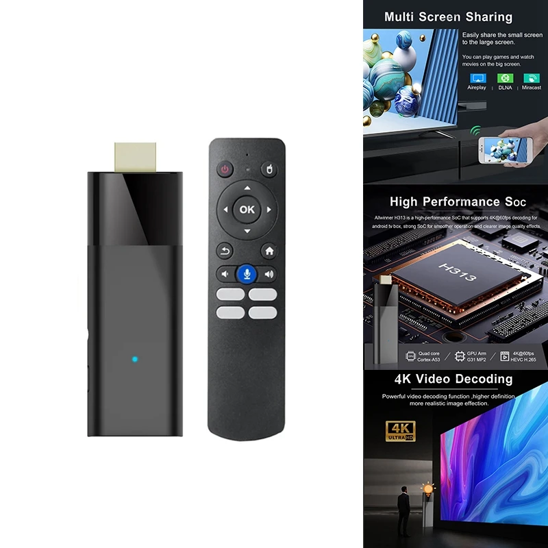 A22R-Smart TV Stick Dual 2.4G/5G Wi-Fi Android10 ATV Allwinner H313 Поддержка 4K Video Mini TV Box Портативный плеер
A22R-Smart TV Stick Dual 2.4G/5G Wi-Fi Android10 ATV Allwinner H313 Поддержка 4K Video Mini TV Box Портативный плеер