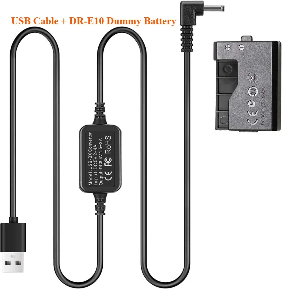 USB Power Supply DR-E10 Dummy Battery Kit for Canon EOS T6 T5 T3,1100D 1200D 1300D 1500D 2000D,Kiss X50 X70 X80 X90 Camera
USB Power Supply DR-E10 Dummy Battery Kit for Canon EOS T6 T5 T3,1100D 1200D 1300D 1500D 2000D,Kiss X50 X70 X80 X90 Camera