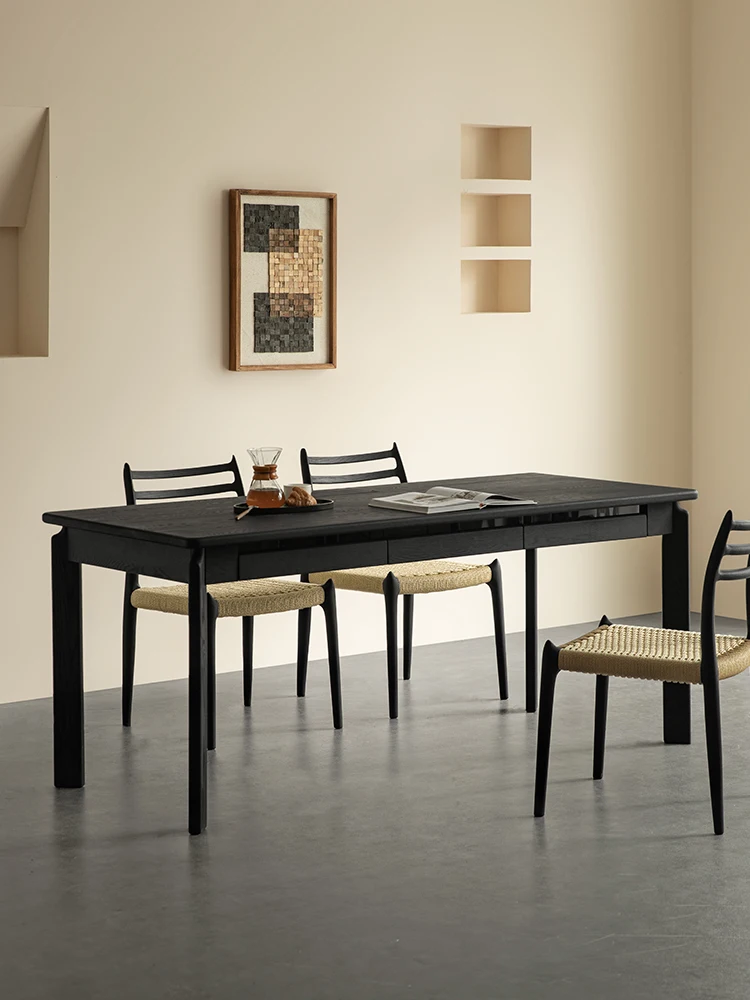 Desk, solid wood, black Italian minimalist, computer desk, household, long table, living room study
Desk, solid wood, black Italian minimalist, computer desk, household, long table, living room study