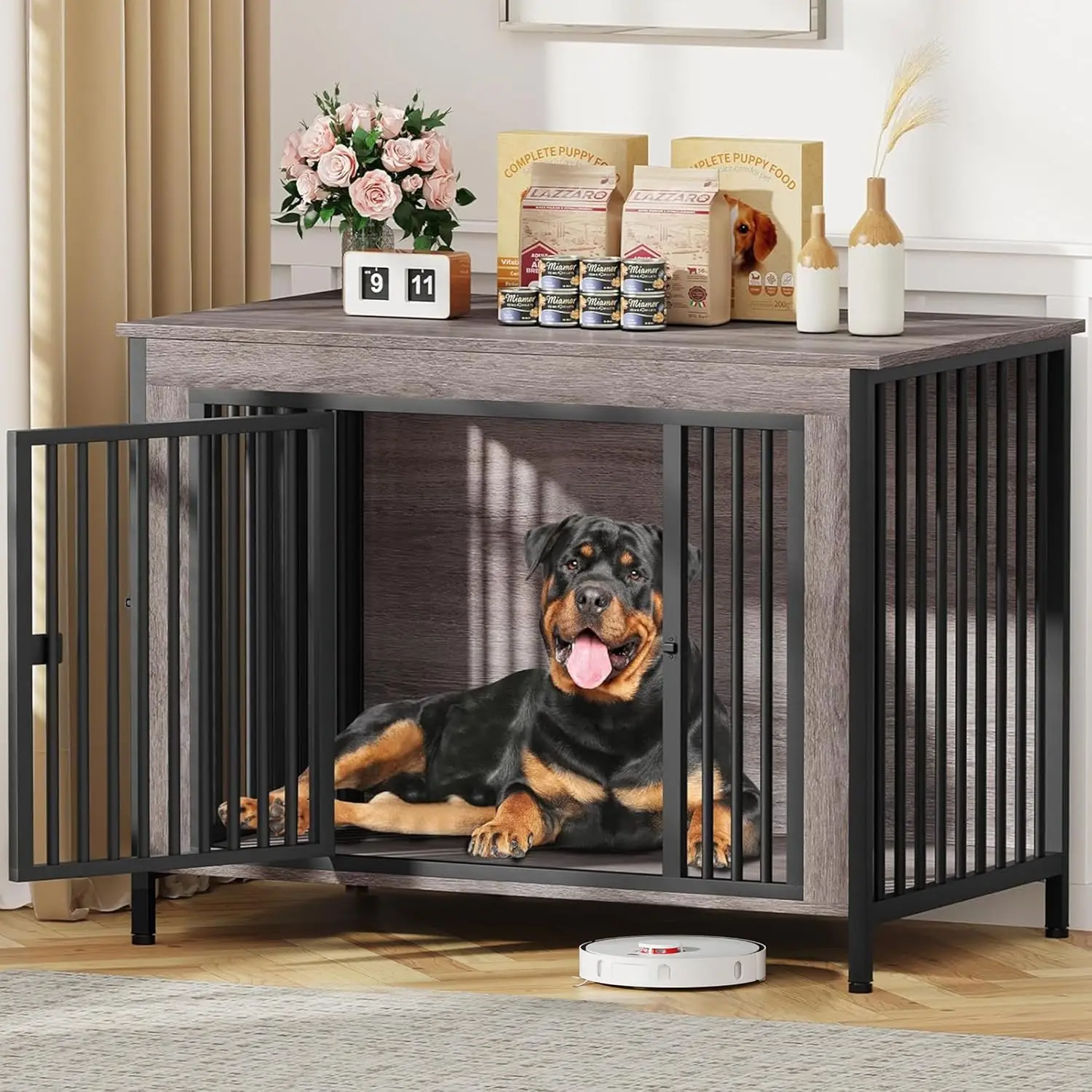 Dog Crate Furniture for 1-2 Dogs, Heavy Duty Indoor Kennel with TV Stand Design, Large Size 47.24' L, Oak Grey
Dog Crate Furniture for 1-2 Dogs, Heavy Duty Indoor Kennel with TV Stand Design, Large Size 47.24' L, Oak Grey