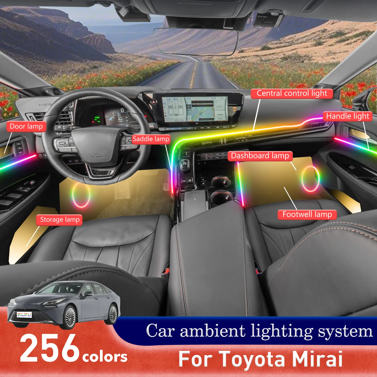 Для Toyota Mirai салон автомобиля декоративный окружающий свет RGB 64-цветный светодиодный умный пульт дистанционного управления энергосберегающий комплект ламп
Для Toyota Mirai салон автомобиля декоративный окружающий свет RGB 64-цветный светодиодный умный пульт дистанционного управления энергосберегающий комплект ламп