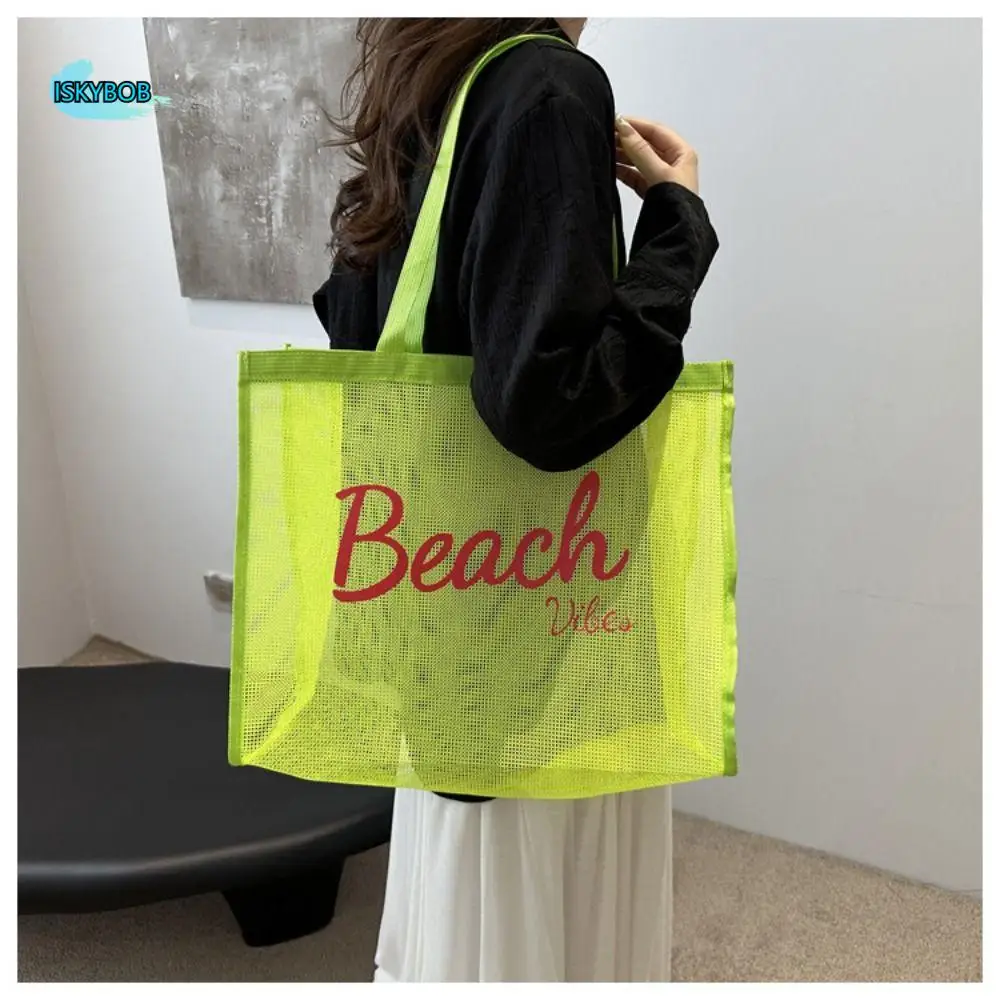 Travel Large Capacity Beach Bag Summer Letter Transparent Mesh Bag Portable Swimming Fitness Bag Travel Shoulder Bag Travel
Travel Large Capacity Beach Bag Summer Letter Transparent Mesh Bag Portable Swimming Fitness Bag Travel Shoulder Bag Travel