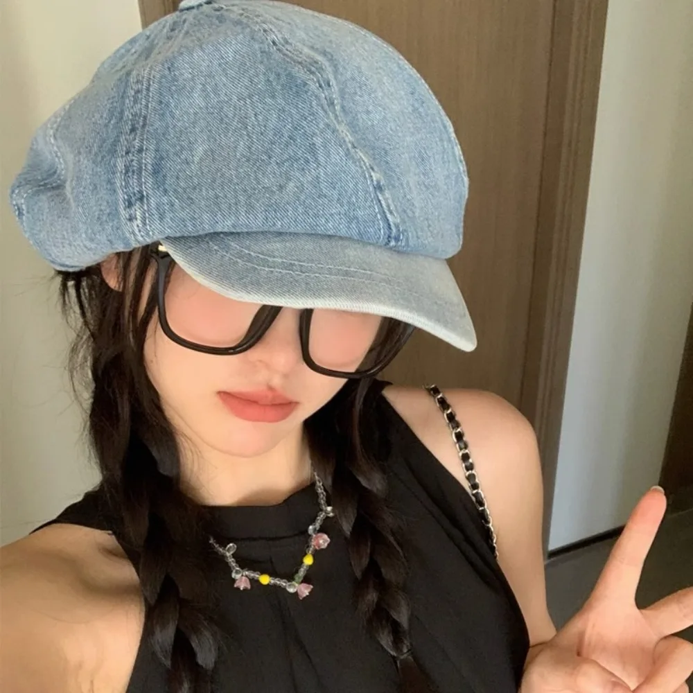 Vintage Washed Denim Beret Hat Big Head Cotton Newsboy Flat Cap Soft Breathable Octagonal Hat
Vintage Washed Denim Beret Hat Big Head Cotton Newsboy Flat Cap Soft Breathable Octagonal Hat