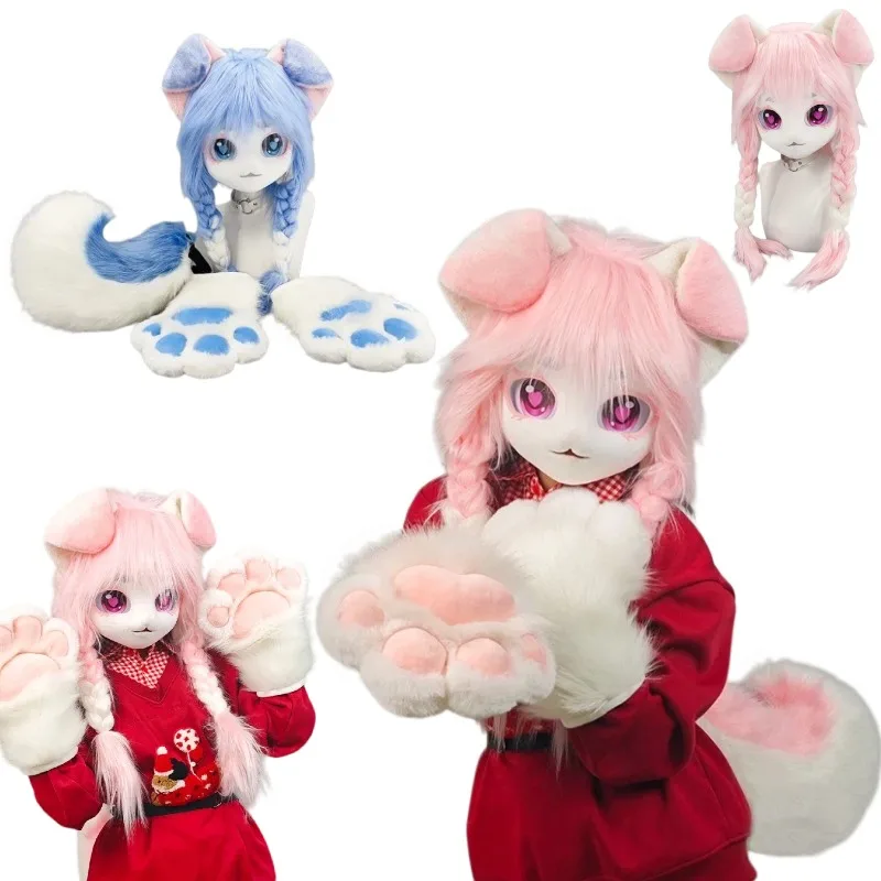 Fursuit Cosplay Costume Dog Cute Furry Head Mask Paws Gloves Tail Set Kemono Kig Headwear Halloween Party Roleplay Props
Fursuit Cosplay Costume Dog Cute Furry Head Mask Paws Gloves Tail Set Kemono Kig Headwear Halloween Party Roleplay Props