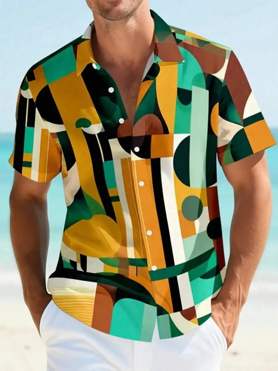 Mens Abstract Geometric Print Short Sleeve Casual Button Shirt Beachwear Top
Mens Abstract Geometric Print Short Sleeve Casual Button Shirt Beachwear Top