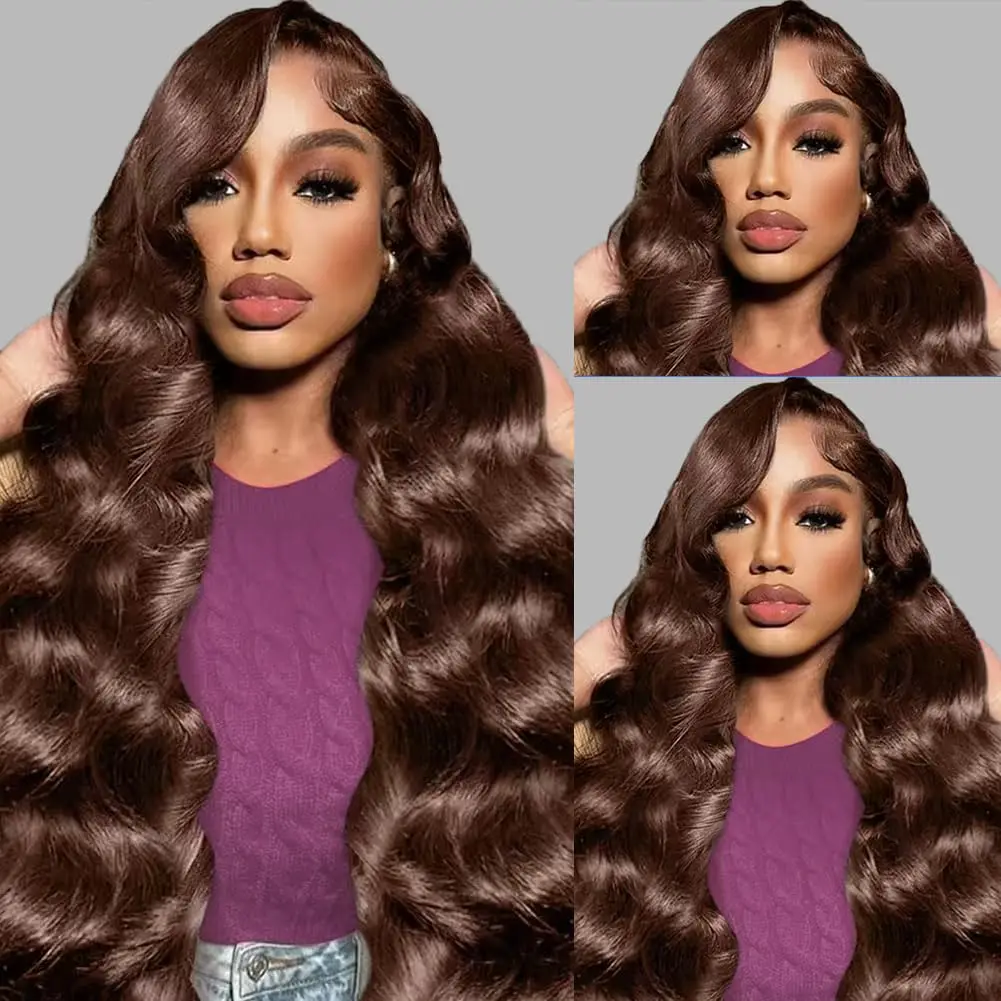 13x4 13x6 HD Lace Frontal Body Wave Wig Chocolate Brown #4 Colored Front Human Hair Pre plucked Wigs For Women 200% Density
13x4 13x6 HD Lace Frontal Body Wave Wig Chocolate Brown #4 Colored Front Human Hair Pre plucked Wigs For Women 200% Density