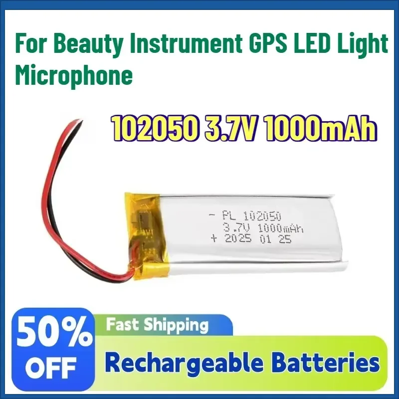 High-Quality 102050 3.7V 1000mAh Lipo Cells Lithium Polymer Rechargeable Battery for Beauty Instrument GPS LED Light
High-Quality 102050 3.7V 1000mAh Lipo Cells Lithium Polymer Rechargeable Battery for Beauty Instrument GPS LED Light