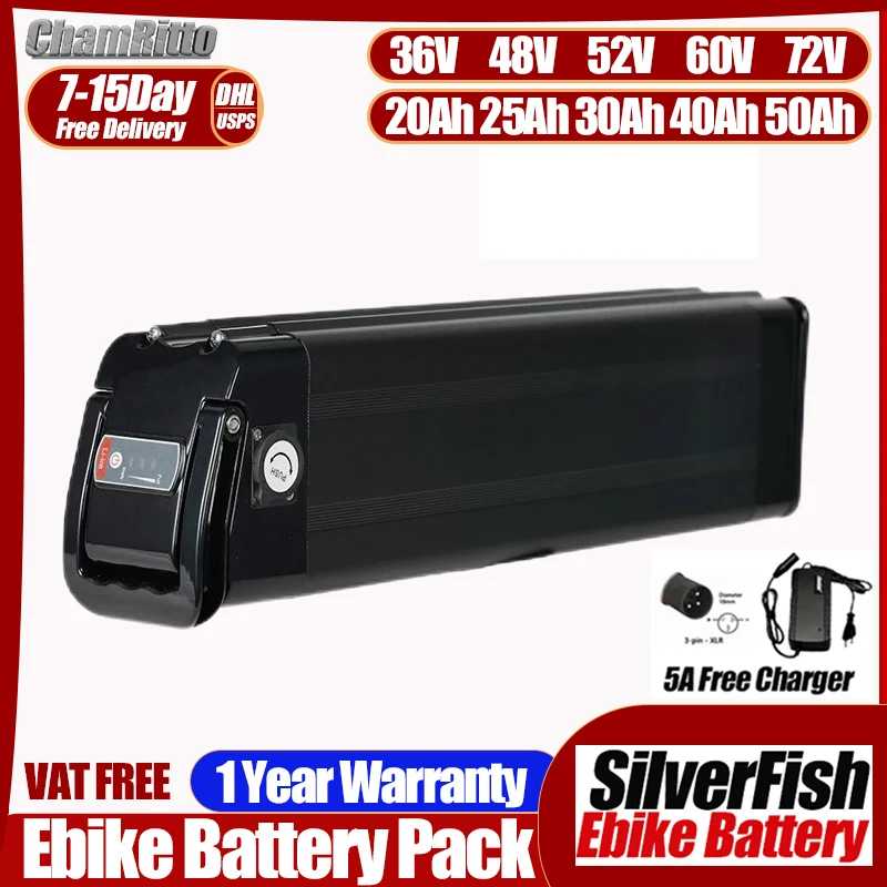 36v 48v 52v 60v 72v 20 30ah 40ah 50ah Silver Fish Lithium Battery EBike Akku Accu Electric Bicycle 500w 750w 1500w 2000wBatterie
36v 48v 52v 60v 72v 20 30ah 40ah 50ah Silver Fish Lithium Battery EBike Akku Accu Electric Bicycle 500w 750w 1500w 2000wBatterie