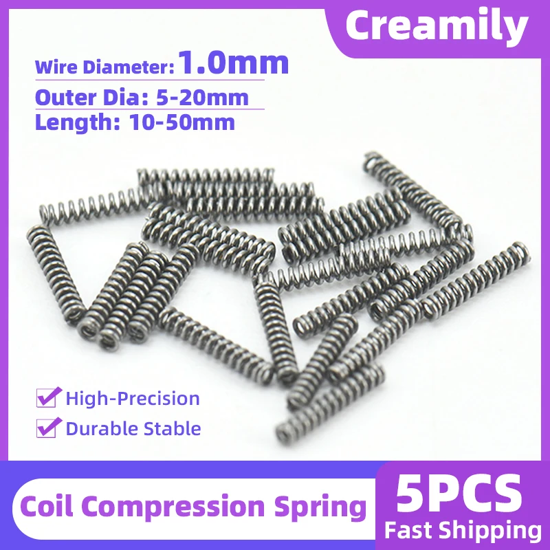 Creamily 5PCS Compression Spring Return Spring Coil Micro Small Springs Wire Diameter 1.0mm Outside Diameter=5-20mm L=10-50mm
Creamily 5PCS Compression Spring Return Spring Coil Micro Small Springs Wire Diameter 1.0mm Outside Diameter=5-20mm L=10-50mm
