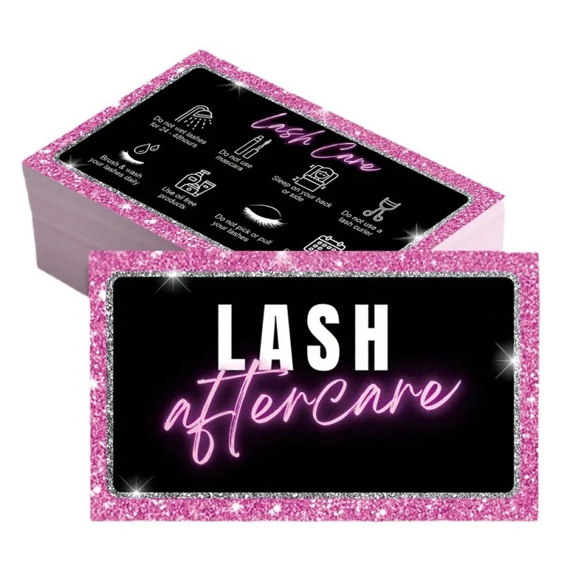 50pcs Black Shining Eyelash Business Card Lash Extension Aftercare Card Lash Loyalty Discount Cards for Beauty Salon
50pcs Black Shining Eyelash Business Card Lash Extension Aftercare Card Lash Loyalty Discount Cards for Beauty Salon
