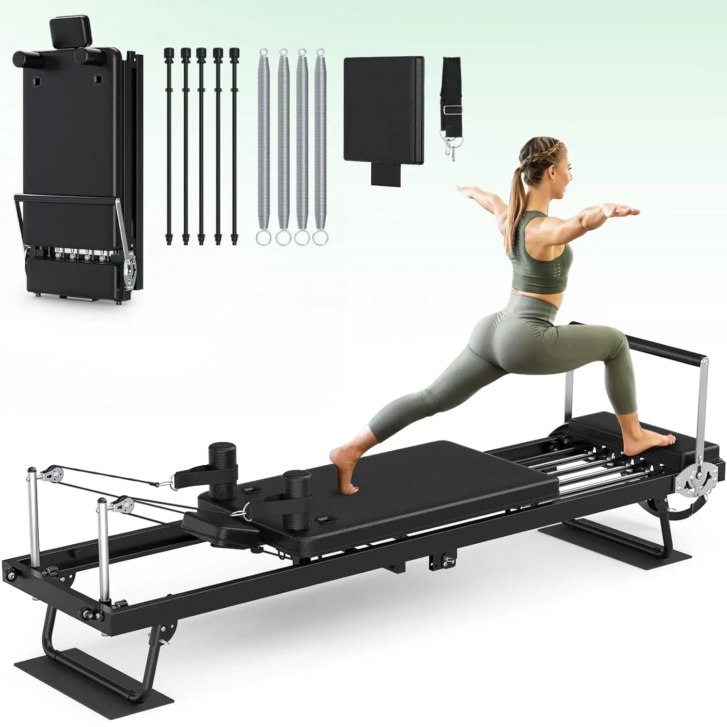 Pilates Reformer 91.3" Large Foldable Reformer Pilates Machine with Longer Slide Rails, Jump Board, 2 Resistance, Customized
Pilates Reformer 91.3" Large Foldable Reformer Pilates Machine with Longer Slide Rails, Jump Board, 2 Resistance, Customized
