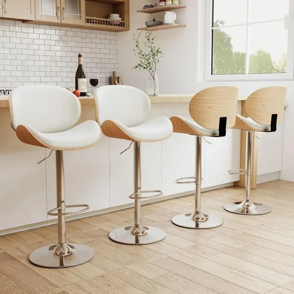 Set of 4 White PU Leather Upholstered Swivel Bar Stools with Back and Footrest for Counter Height, Adjustable for Kitchen Island
Set of 4 White PU Leather Upholstered Swivel Bar Stools with Back and Footrest for Counter Height, Adjustable for Kitchen Island