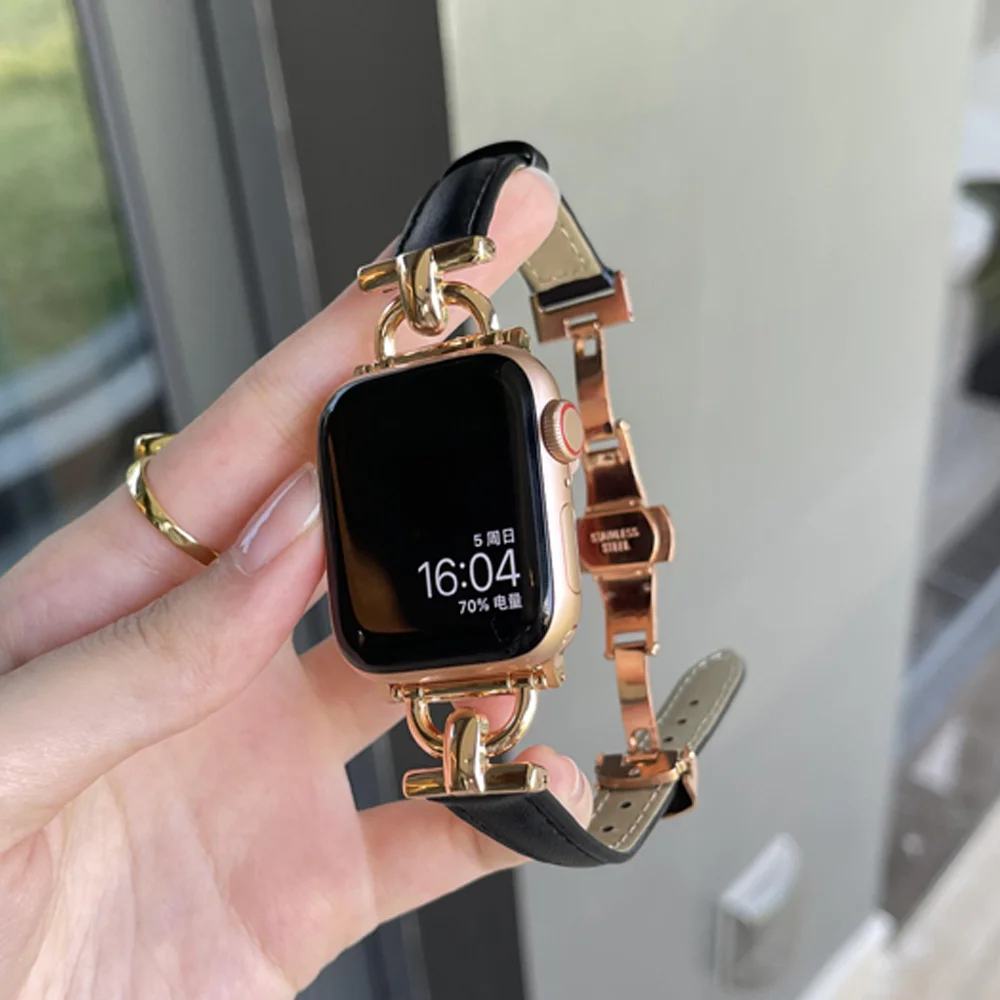 Кожаный женский браслет для Apple Watch Ultra 49 мм 41 45 мм 38 40 мм 42 44 мм с пряжкой-бабочкой для iWatch Series 8 7 6 SE 5 4 3
Кожаный женский браслет для Apple Watch Ultra 49 мм 41 45 мм 38 40 мм 42 44 мм с пряжкой-бабочкой для iWatch Series 8 7 6 SE 5 4 3