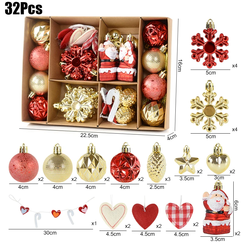 32pc Christmas Ball Christmas Tree Ornament Christmas Hanging Pendant Merry Xmas Party Decoration For Home New Year 2024 Navidad
32pc Christmas Ball Christmas Tree Ornament Christmas Hanging Pendant Merry Xmas Party Decoration For Home New Year 2024 Navidad