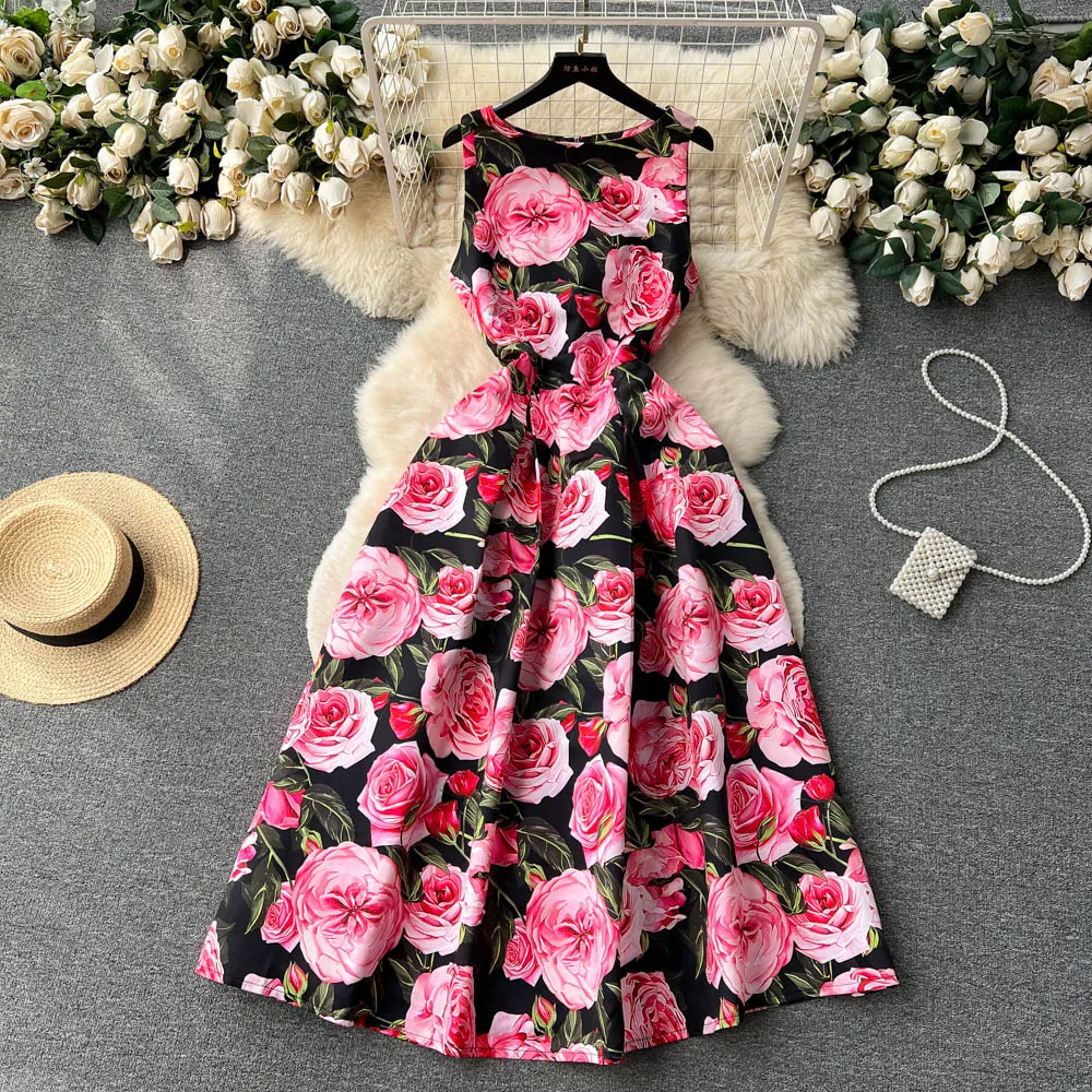 Retro Floral Print Sleeveless Elegant Dress A-line Casual Vacation Dress Women Fashion Evening Party Summer Vestidos
Retro Floral Print Sleeveless Elegant Dress A-line Casual Vacation Dress Women Fashion Evening Party Summer Vestidos
