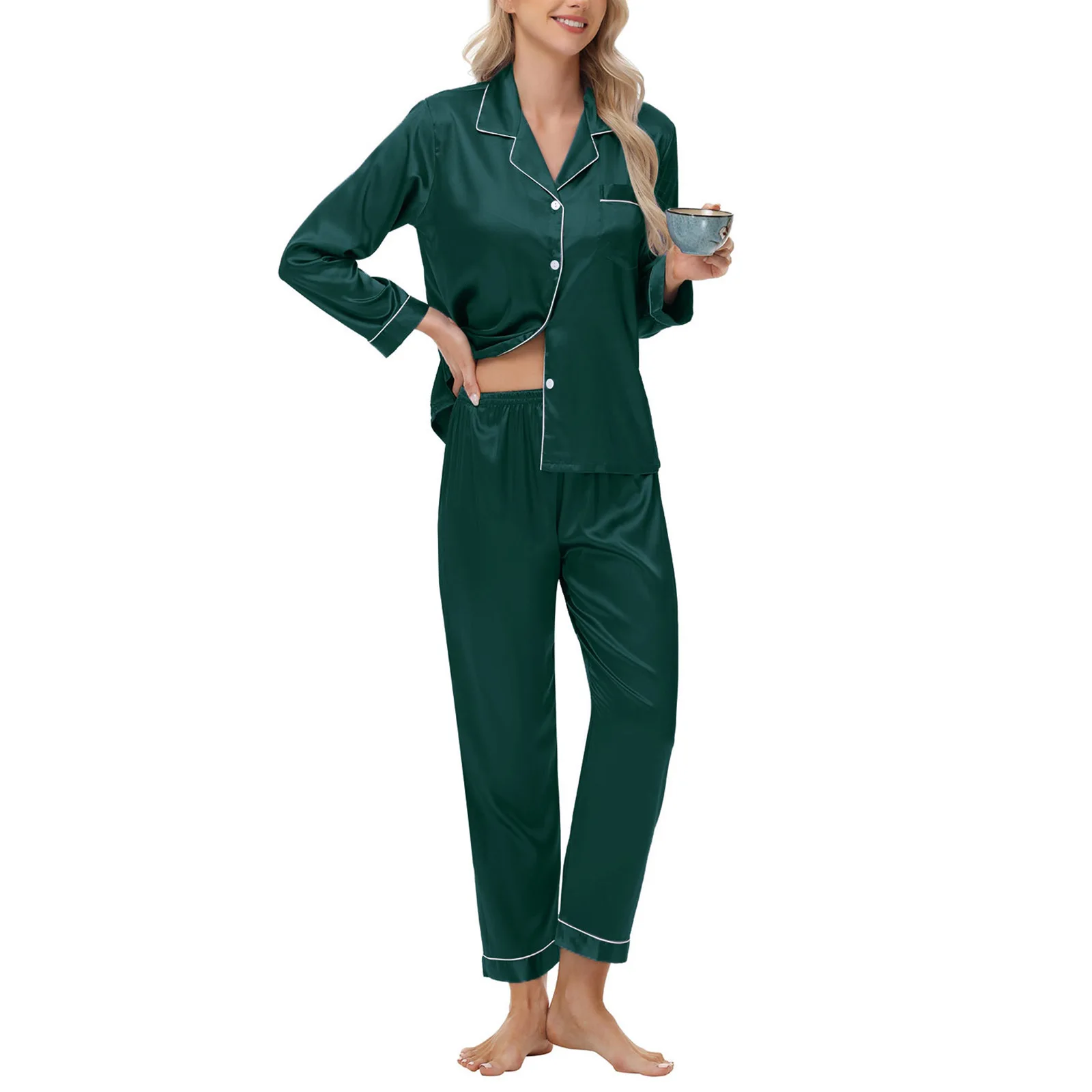 2025 Spring New Ice Silk Pajamas Women's Long Sleeve Long Pants Satin Large Size Pajamas Home Clothes
2025 Spring New Ice Silk Pajamas Women's Long Sleeve Long Pants Satin Large Size Pajamas Home Clothes