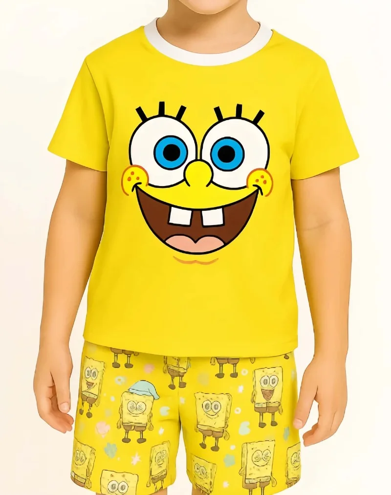New popular SpongeBob SquarePants anime series summer fashion children's fans 3D T-shirt and shorts casual sports couple set
New popular SpongeBob SquarePants anime series summer fashion children's fans 3D T-shirt and shorts casual sports couple set